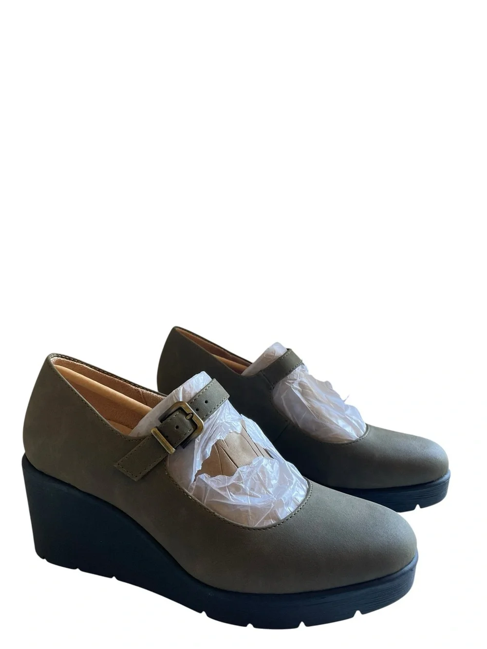 Naturalizer Soul Adore Mary Jane wedges in an olive green NEW